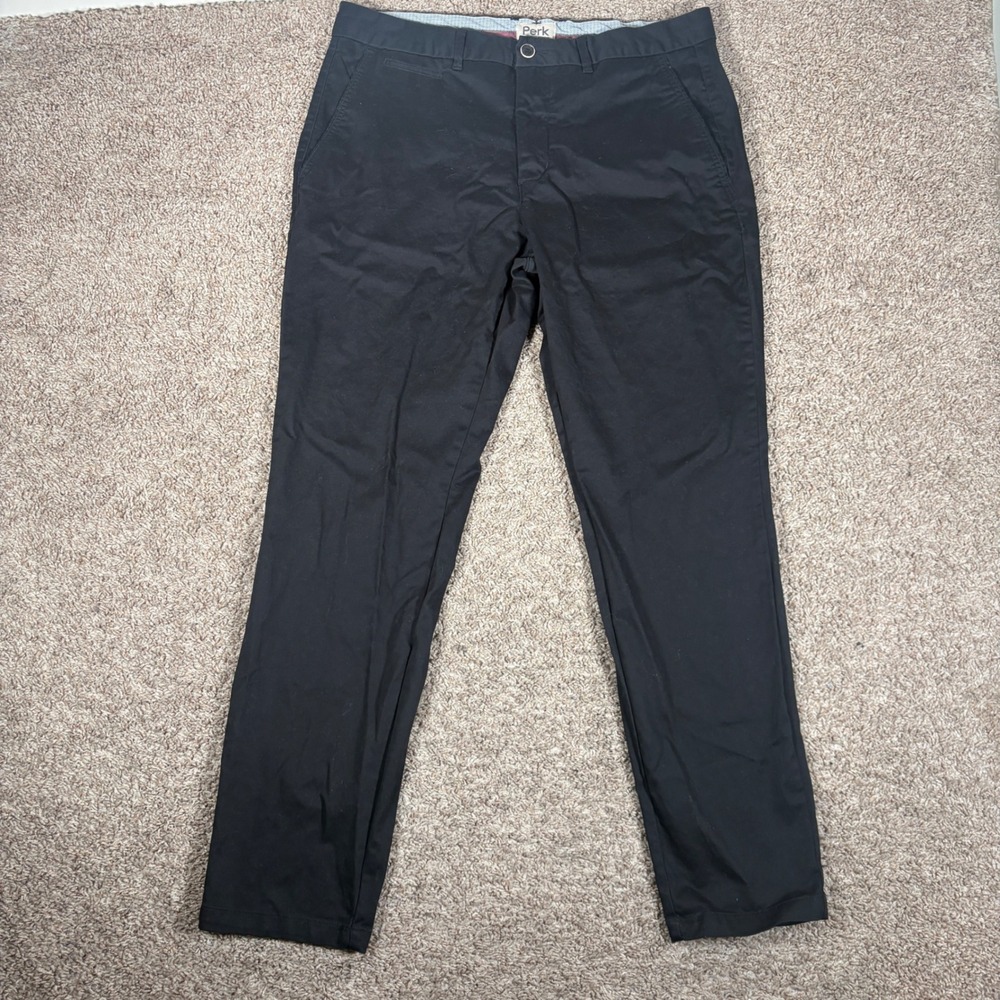 Perk Feel Good Chino Mens Black Slim Fit Stretch Pants 36/32